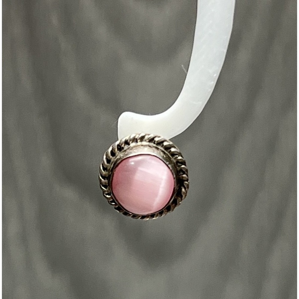 Sterling Silver Pink Tourmaline Quartz Earrings Twisted Rope 7.0g